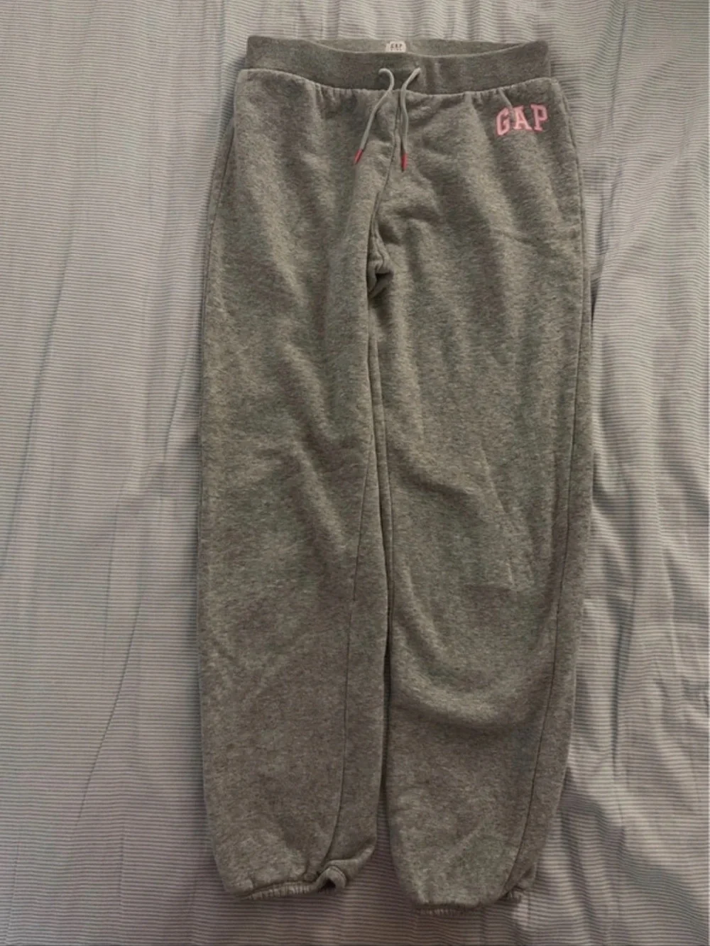 GAP Kids Heather Gray Jogger Sweatpants with Pink Logo